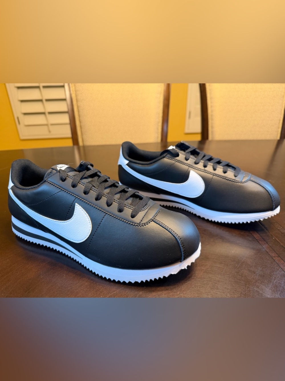 New Nike Cortez Leather Black White Sneaker Shoes Size US 12